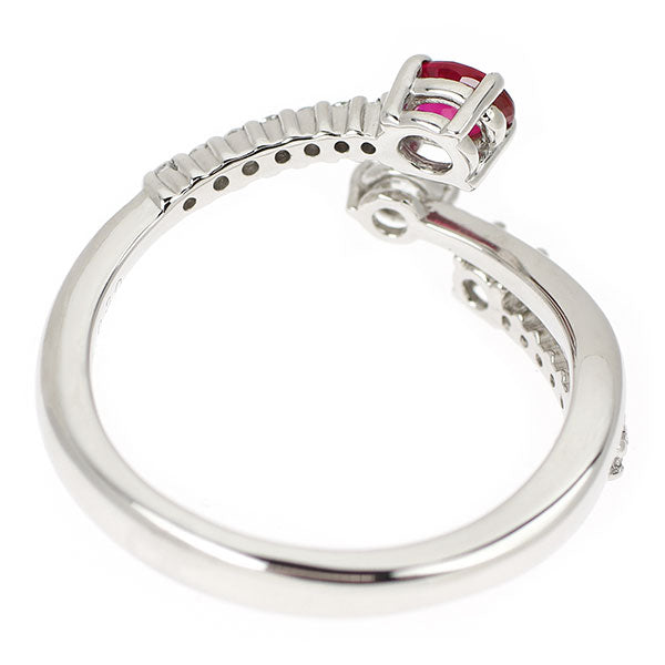 Pt900 ルビー ダイヤモンド リング 0.29ct D0.30ct フォーク