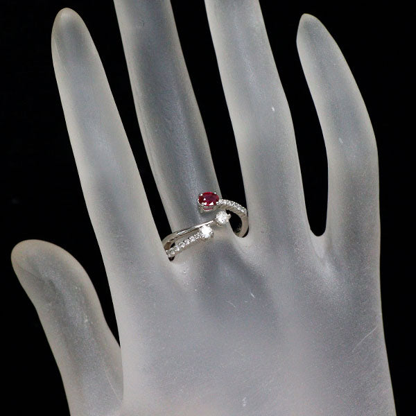 Pt900 ルビー ダイヤモンド リング 0.29ct D0.30ct フォーク