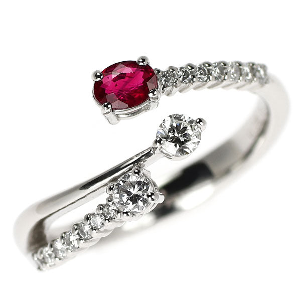 Pt900 ルビー ダイヤモンド リング 0.29ct D0.30ct フォーク