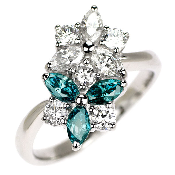 Pt900 トリートブルーダイヤモンド リング 0.433ct D0.81ct
