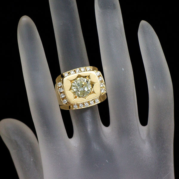K18YG ダイヤモンド リング 2.562ct 印台