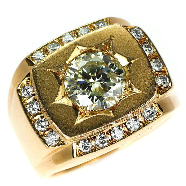 K18YG ダイヤモンド リング 2.562ct 印台