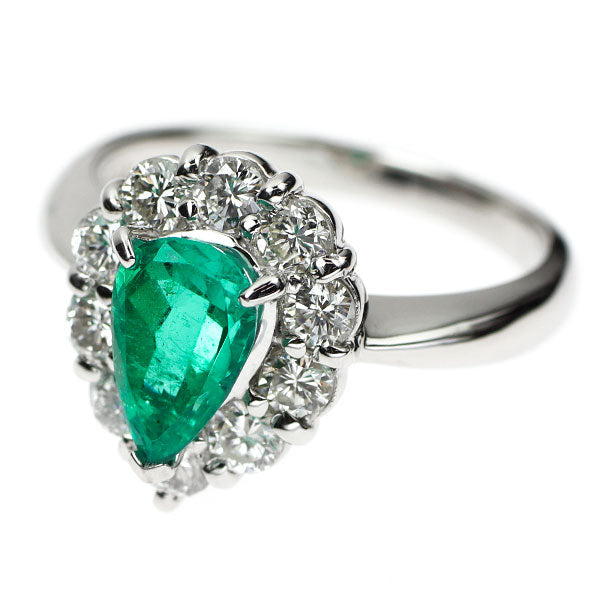 Pt900 エメラルド ダイヤモンド リング 1.18ct D0.89ct
