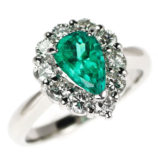 Pt900 エメラルド ダイヤモンド リング 1.18ct D0.89ct