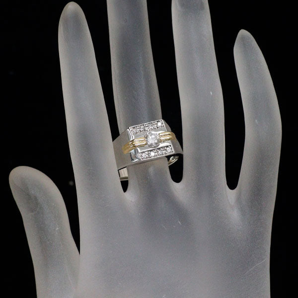 Pt900/K18YG ダイヤモンド リング 0.69ct 印台