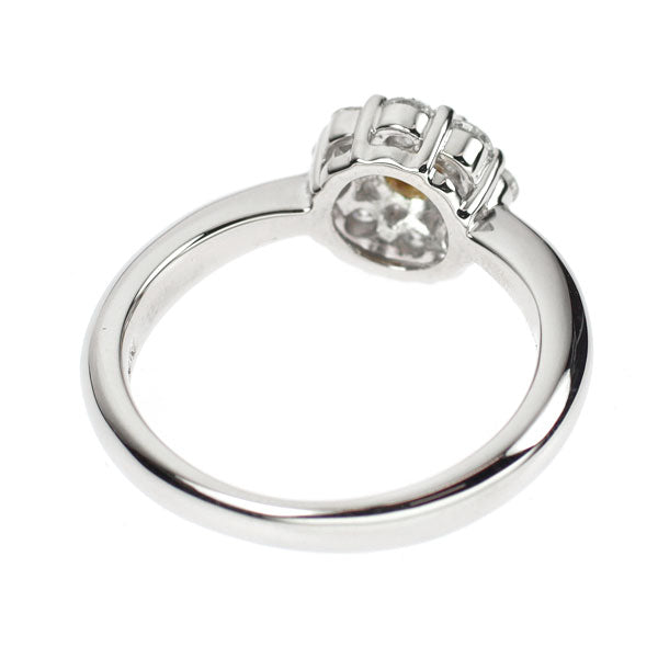 Pt900 天然オレンジ ダイヤモンド リング 0.210ct D0.34ct フラワー