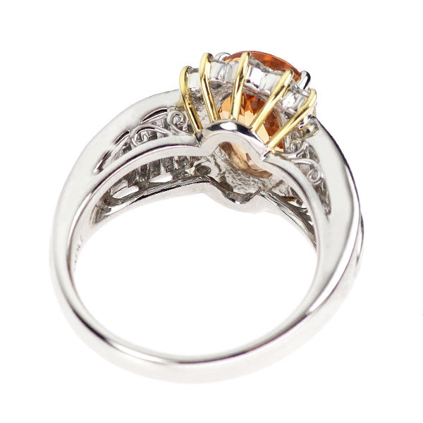 希少 Pt900/K18YG インペリアル トパーズ ダイヤモンド リング 3.29ct 0.85ct