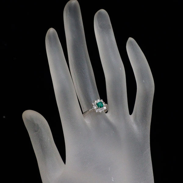 Pt900 エメラルド ダイヤモンド リング 0.36ct D0.38ct