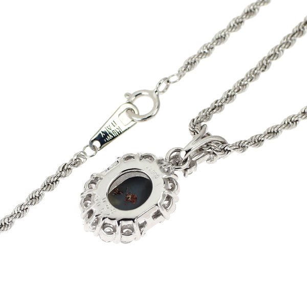 Pt900/ K18WG ブラック オパール ダイヤモンド ペンダントネックレス 0.68ct D0.52ct