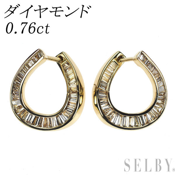 K18YG ダイヤモンド フープピアス 0.76ct — セルビーオンラインストア