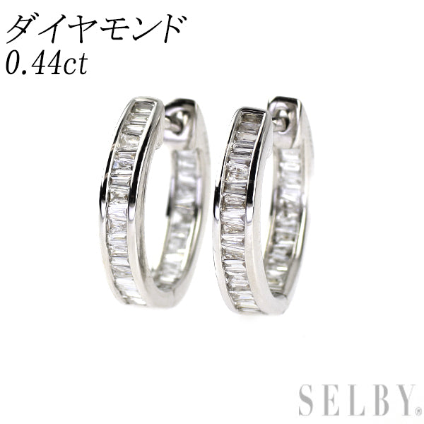K18WG ダイヤモンド フープ ピアス 0.44ct