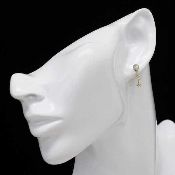 K18YG ダイヤモンド ピアス 0.60ct スリーストーン