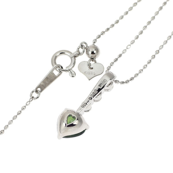 K18WG グリーンサファイア ダイヤモンド ペンダントネックレス 1.10ct D0.20ct