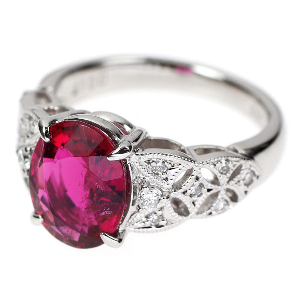 Pt900 ルベライト ダイヤモンド リング 2.60ct D0.17ct