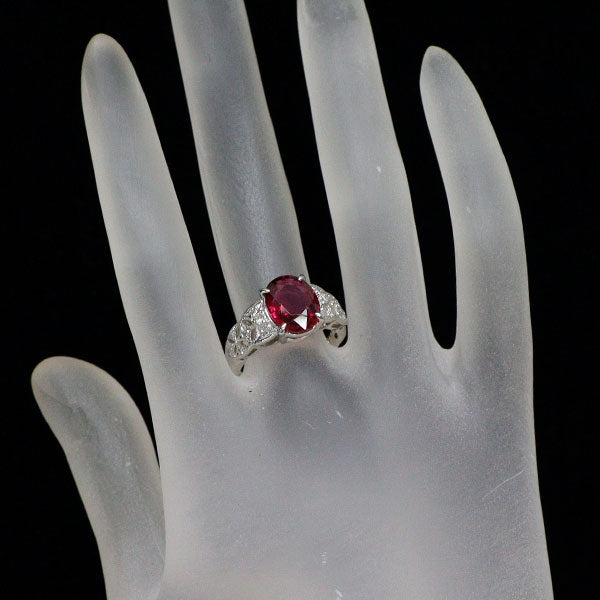 Pt900 ルベライト ダイヤモンド リング 2.60ct D0.17ct