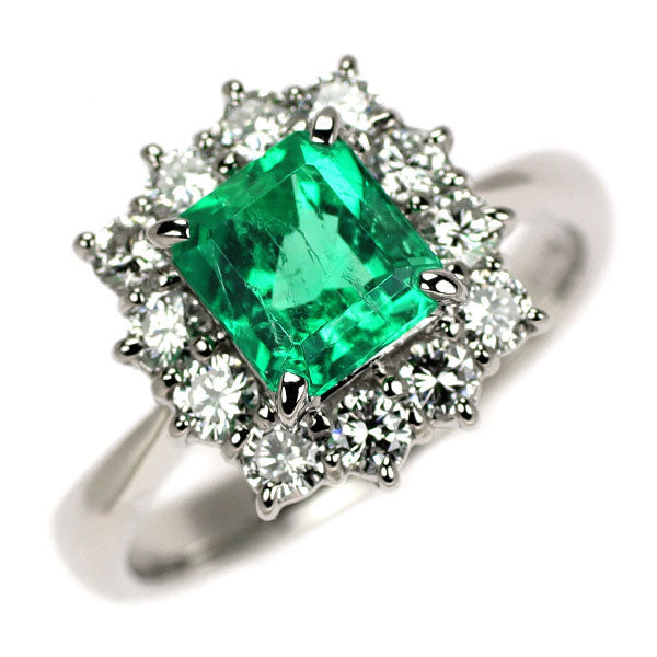 Pt900 エメラルド ダイヤモンド リング 1.14ct D0.60ct