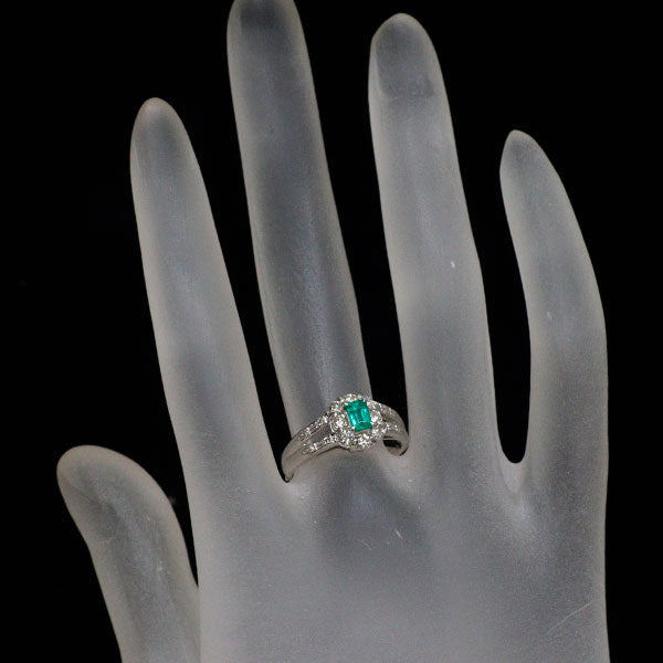 K18WG エメラルド ダイヤモンド リング 0.28ct D0.45ct