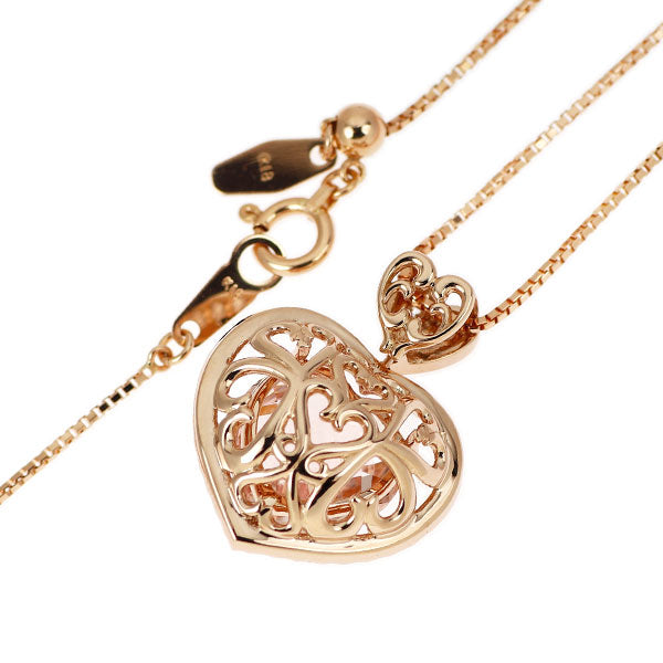 K18PG モルガナイト ダイヤモンド ペンダントネックレス 3.58ct 0.28ct リバーシブル ハート