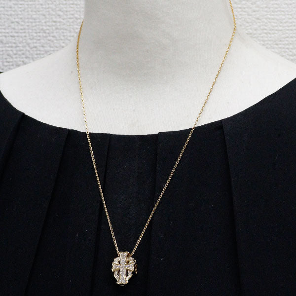 ゆきざき K18YG ダイヤモンド ペンダントネックレス 0.52ct ダブルトップ クロス