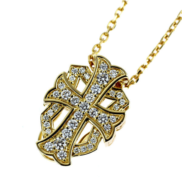 ゆきざき K18YG ダイヤモンド ペンダントネックレス 0.52ct ダブルトップ クロス