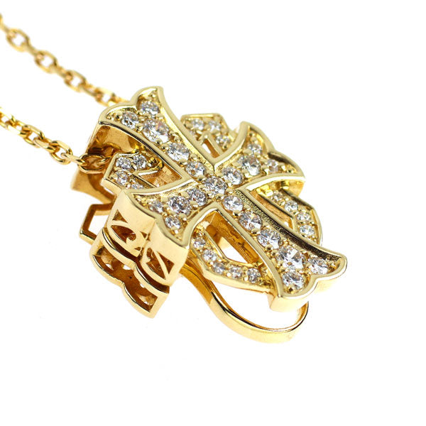 ゆきざき K18YG ダイヤモンド ペンダントネックレス 0.52ct ダブルトップ クロス