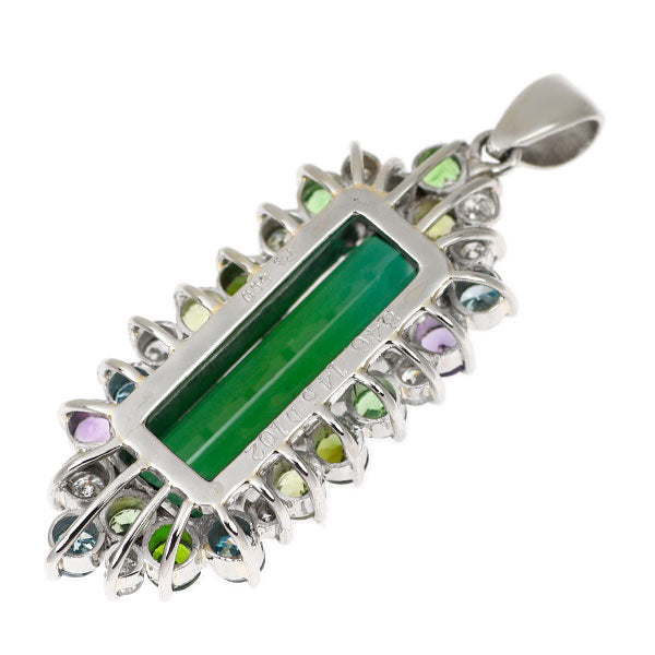 Pt900 グリーントルマリン カラーストーン ダイヤ ペンダントトップ 8.46ct CS1.45ct D1.02ct