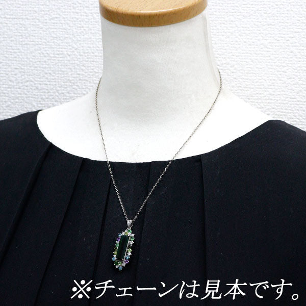 Pt900 グリーントルマリン カラーストーン ダイヤ ペンダントトップ 8.46ct CS1.45ct D1.02ct