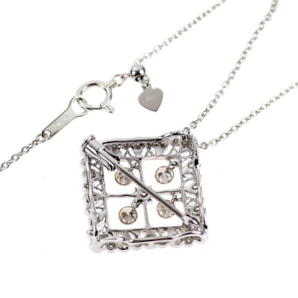 K18YG/WG ダイヤモンド ペンダントネックレス兼ブローチ 0.73ct フィレンツェスタイル アンティークレース