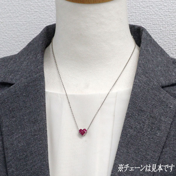 レ・エッセンシャル K18WG ルビー ペンダントトップ ハート ミステリー