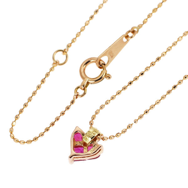 K18YG/PG ルビー ダイヤモンド ペンダントネックレス 0.35ct D0.03ct