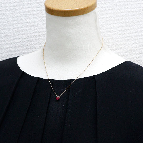 K18YG/PG ルビー ダイヤモンド ペンダントネックレス 0.35ct D0.03ct