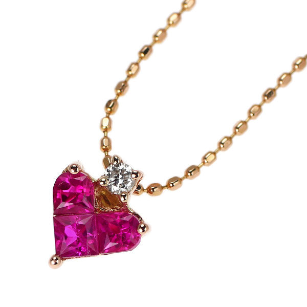 K18YG/PG ルビー ダイヤモンド ペンダントネックレス 0.35ct D0.03ct