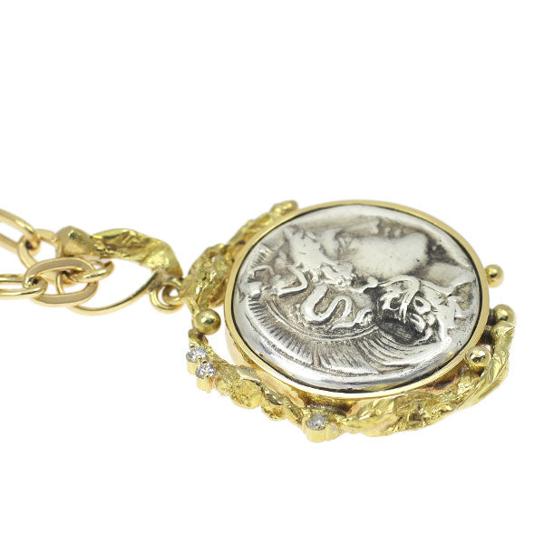 SV/ K18YG ダイヤモンド ペンダントネックレス 0.06ct コイン
