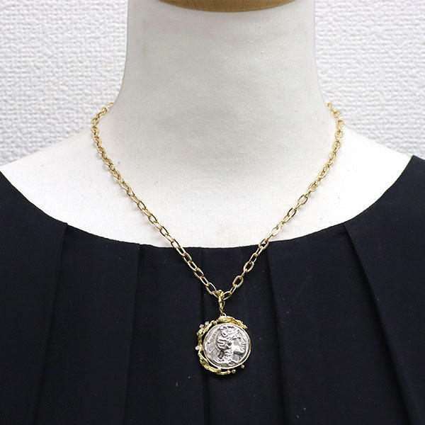 SV/ K18YG ダイヤモンド ペンダントネックレス 0.06ct コイン