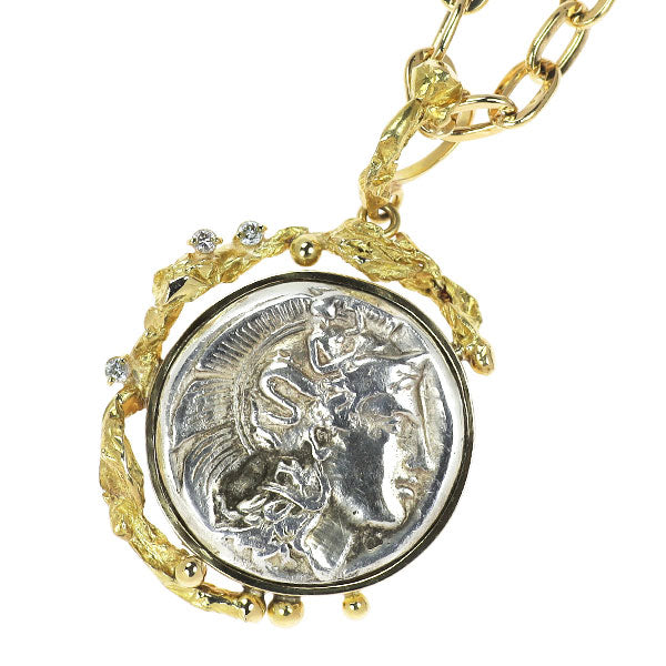 SV/ K18YG ダイヤモンド ペンダントネックレス 0.06ct コイン
