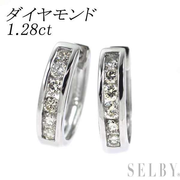 Pt900 ダイヤモンド フープ ピアス 1.28ct