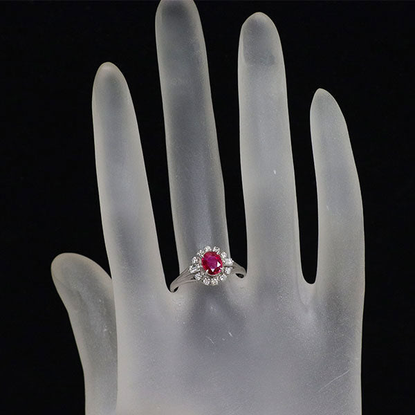 Pt900 ルビー ダイヤモンド リング 0.61ct D0.30ct