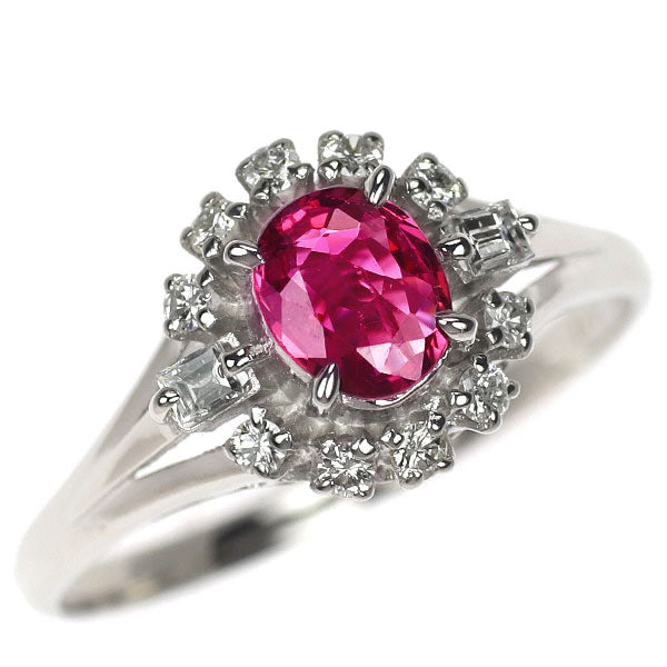 Pt900 ルビー ダイヤモンド リング 0.61ct D0.30ct