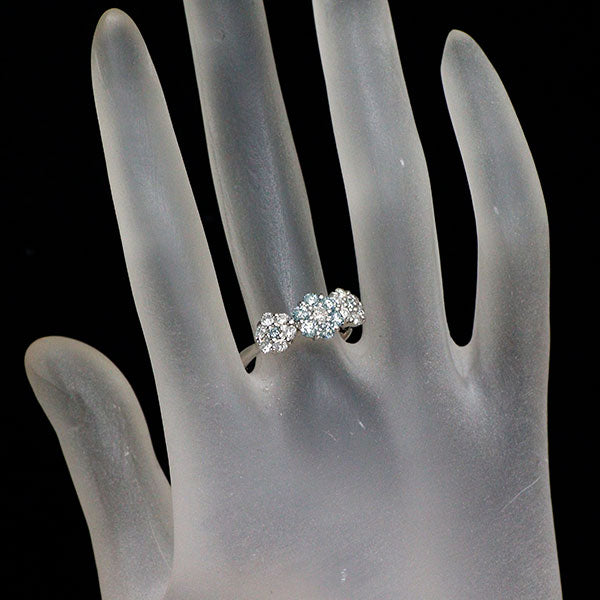 Pt900 トリートブルーダイヤモンド リング 0.48ct D0.52ct フラワー