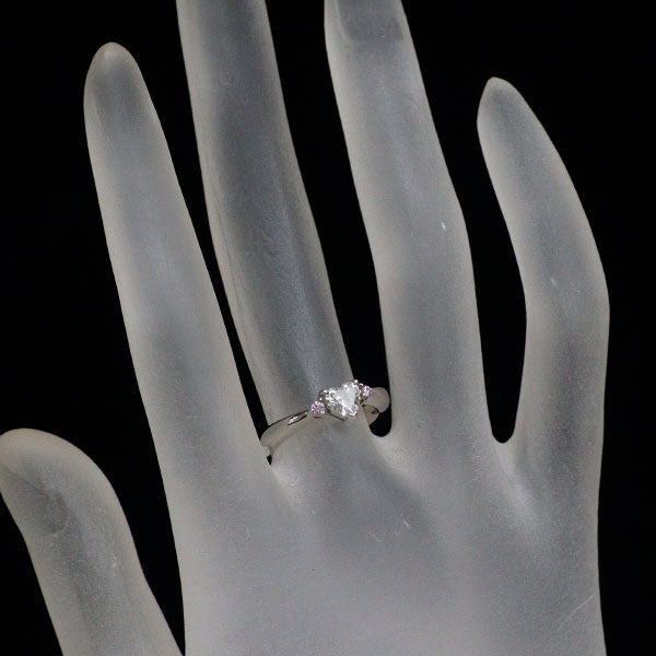 Pt900 ハートシェイプ ダイヤモンド 天然ピンクダイヤ リング 0.382ct F SI2 PD0.036ct