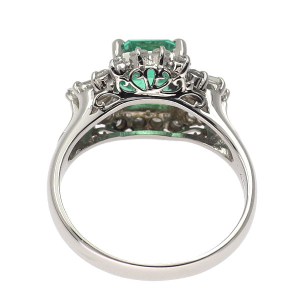 Pt850 エメラルド ダイヤモンド リング 1.48ct D0.51ct