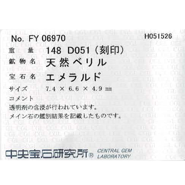 Pt850 エメラルド ダイヤモンド リング 1.48ct D0.51ct