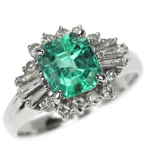 Pt850 エメラルド ダイヤモンド リング 1.48ct D0.51ct