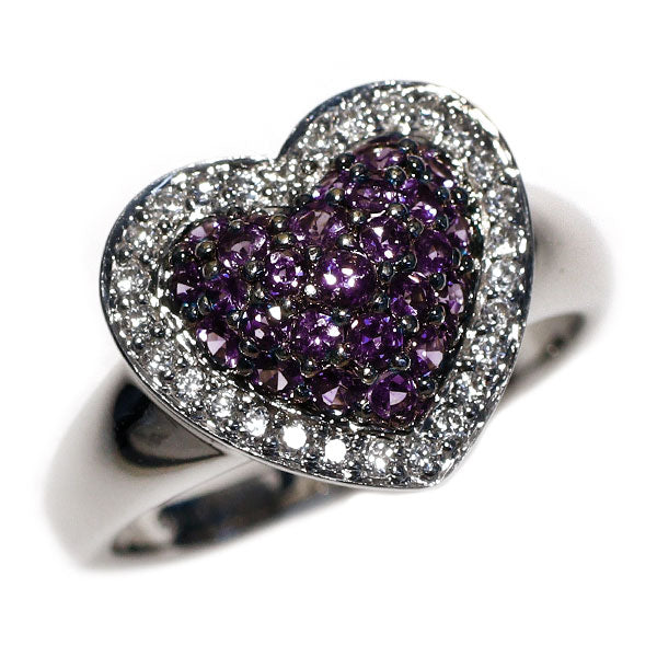 希少 K18WG アレキサンドライト ダイヤモンド リング 0.62ct D0.18ct ハート