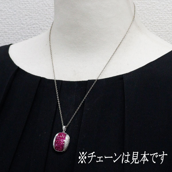 K18WG ルビー ダイヤモンド ペンダントトップ 4.12ct D0.30ct