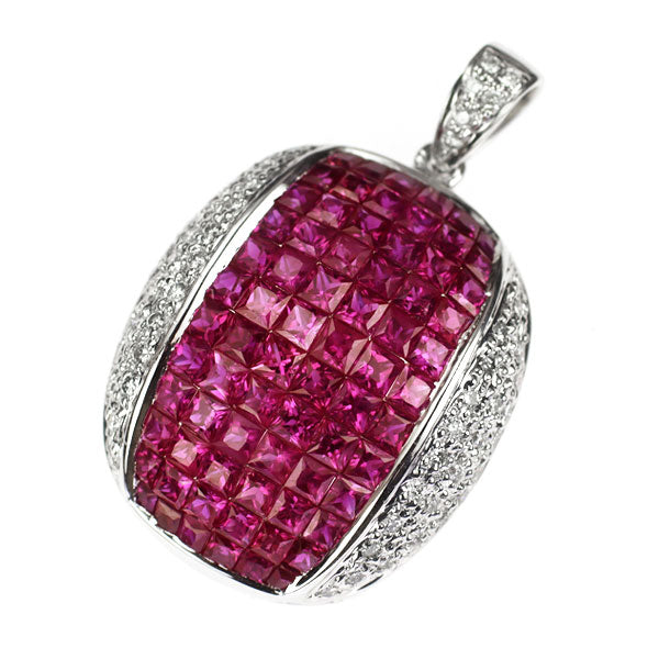 K18WG ルビー ダイヤモンド ペンダントトップ 4.12ct D0.30ct