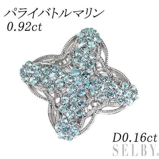 K18WG パライバ トルマリン ダイヤモンド ペンダントトップ 0.92ct D0