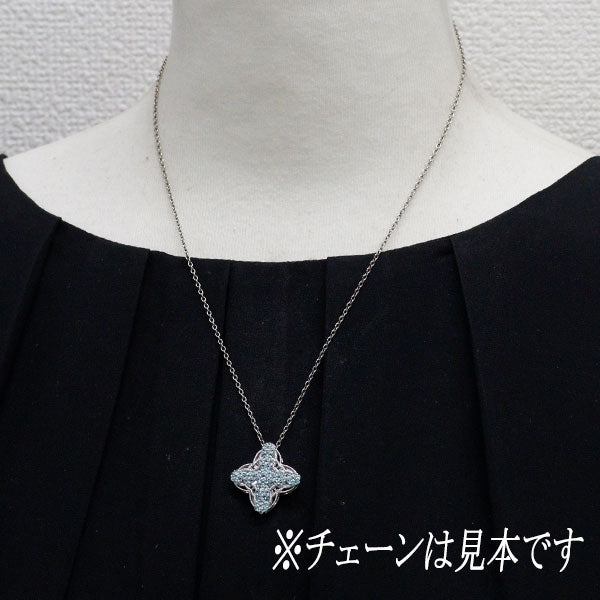 K18WG パライバ トルマリン ダイヤモンド ペンダントトップ 0.92ct D0.16ct フラワー