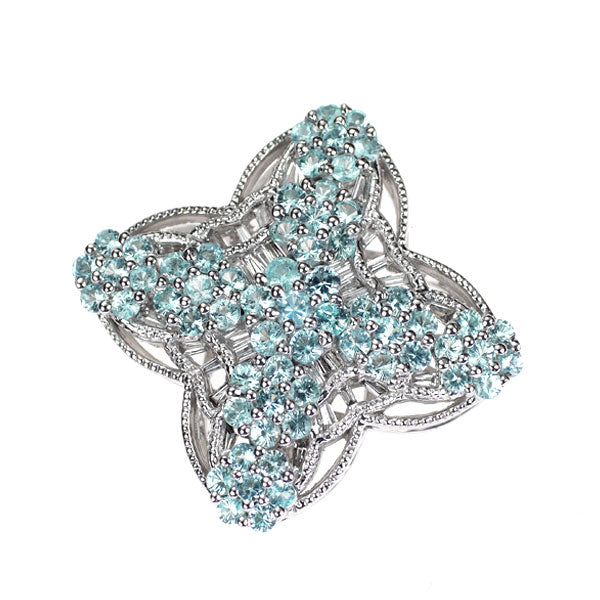 K18WG パライバ トルマリン ダイヤモンド ペンダントトップ 0.92ct D0.16ct フラワー