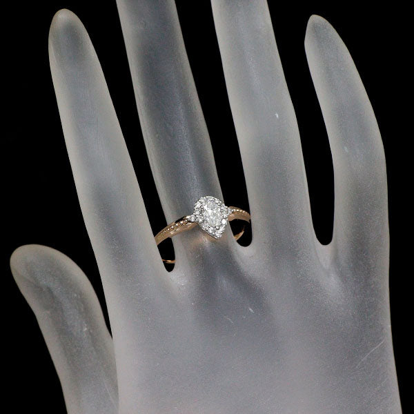 GSTV K18PG/Pt950 ペアシェイプ ダイヤモンド リング 0.40ct D VS2 D0.15ct